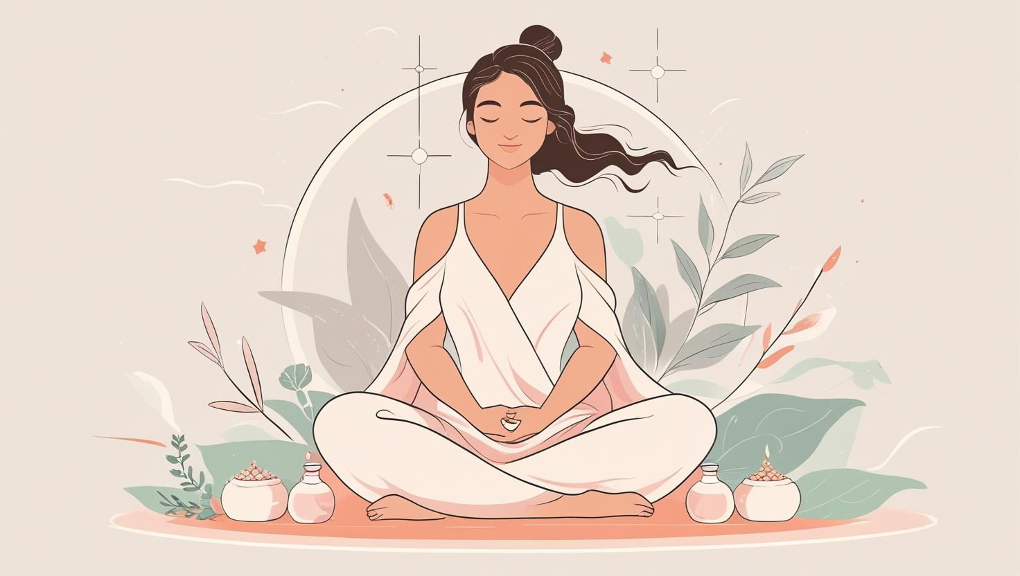 egy hölgy jóga testtartásba ül,és relaxálódik. 